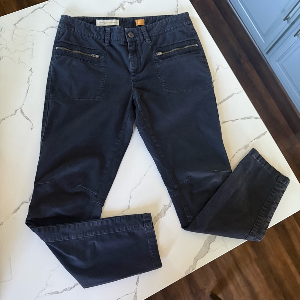 Pilcro & the Letterpress Skinny Jeans Pants Black Slim Tapered Leg Zip Pocket 10